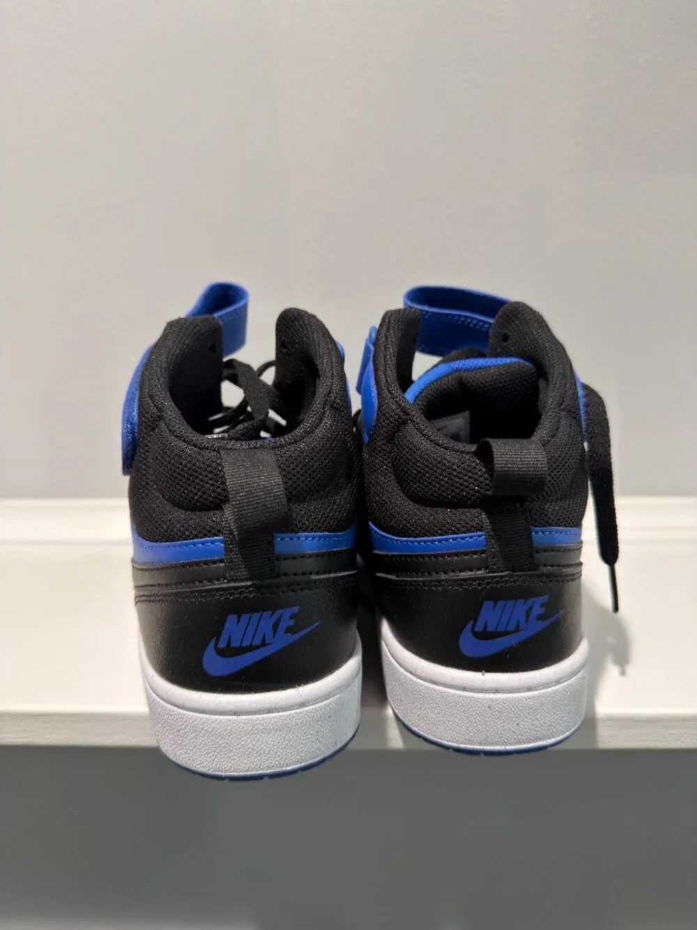 Nike Court Borough Mid 2 Kids Sneakers Blue Black Strap Shoes Size 7